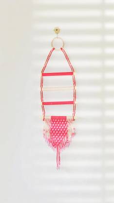 V S STORE EthniCraft Red Beaded Macramé Wall Hanging Decor