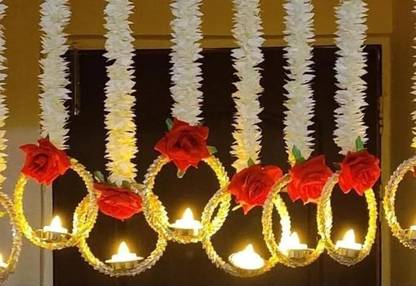 Takshhaven Wall Hangings with LED Tea Lights for Home Decoration, Diwali Door Hanging Pack of 5