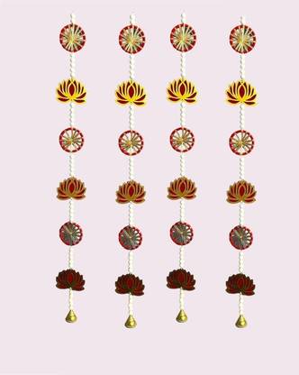 CROWN NIMREET Door String Toran,Wedding Party/Home Decor Wall Hanging Decor Toran(Red,4 Pcs) Pack of 4