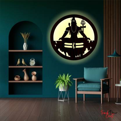 trendDecor Craft Mahadev Shiv Ji Wall Decor Neon LED Light Wall Hanging | New House Decoration