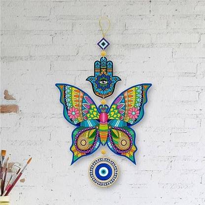 Dravin Craft Butterfly Evil Eye Hanging for House/Positive Vibes/Hamsa Hand/House Door