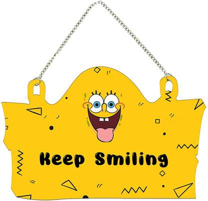 Sketchfab Wall Hanging Keep Smiling Spongebob Squarepants Decor Sign