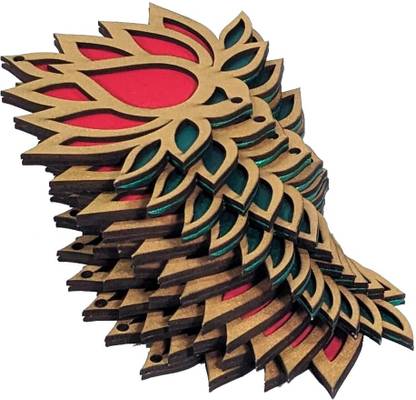 StepsToDo Lotus Flower Wooden Cutouts | DIY Rangoli | Decoration for All Festival, Event_ Pack of 18