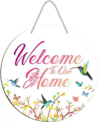 Hanvika Creation pink welcome home round Wooden Decorative Wooden Wall Hanging for Home Decor