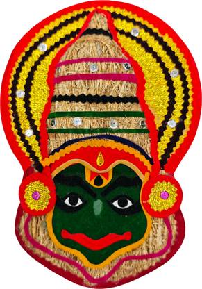 Devaa Kathakali face wall hanging made of Ramacham grass ( grass used for Pooja)