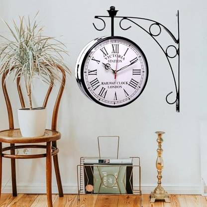 Ruwaza Vintage Abstract Theme Double Side Iron Railway Clock