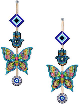 Raptech Home decor Butterfly Evil Eye Hanging for House/Positive Vibes/Hamsa Hand Pack of 2