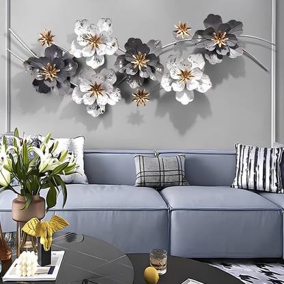 Art House Designer Grey flower metal wall hanging