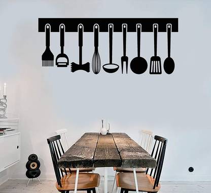 VVWV Kitchen Items Wall Kitchen Hotel Black Vinyl Stickers L x H 65 x 40 Cms