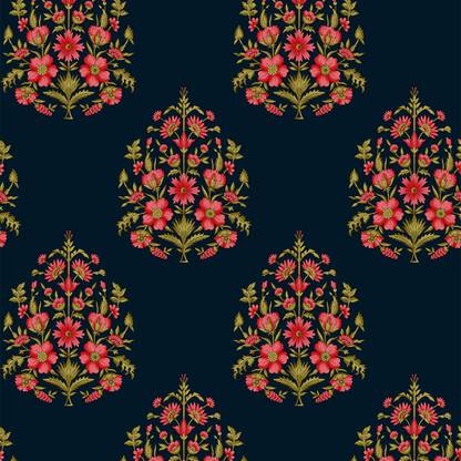 AvatarDecor Avatar Decor Seamless Indian Mughal Flower Motif Pattern Wallpaper