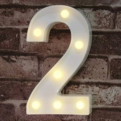 Fun Town LED Marquee Number 2/two Lights White Marquee Numbers Sign for Night Light