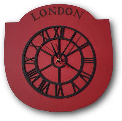 Chalk My Theme London Style Silent Wall Clock-Deep Red