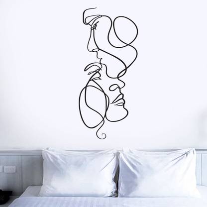 WALLPIK Love Couple - Modern Art - Line Drawing - Bedroom - Wallsticker -WP418