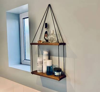 VIVEKA Macrame Wall Decor and Hanging Wooden 2 Tier