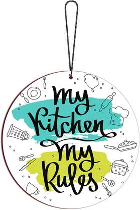 Proxoto My Kitchen My Rules Wooden Wall Hanger Best for Home Decor ,Wall and living Room