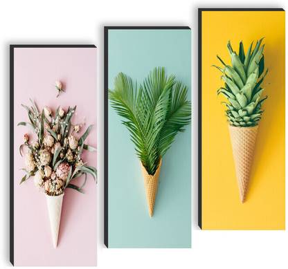 saf Set of 3 Flower UV textured self adeshive wall painting for home decoration Pack of 3