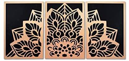 Chalk My Theme 3D 2 Layers Black and Gold Mandala Wall Hanging Pack of 3