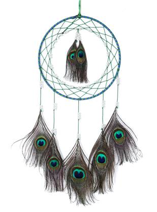 SHYAM SHAKTI peacock feather hanging dream catcher