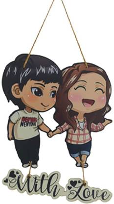 Serene Cute Couple Wall Hanging – Romantic Wooden Decor for Gifting