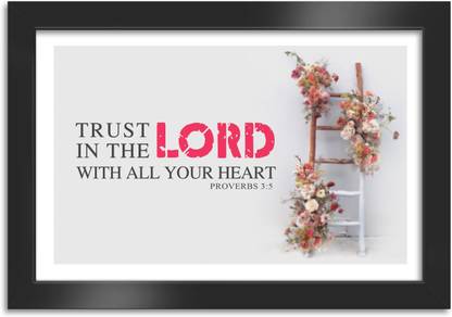 ELBEN CREATIVES Trust in The Lord with All Your Heart. - Proverbs 3:5 Bible Verse Wall Frame
