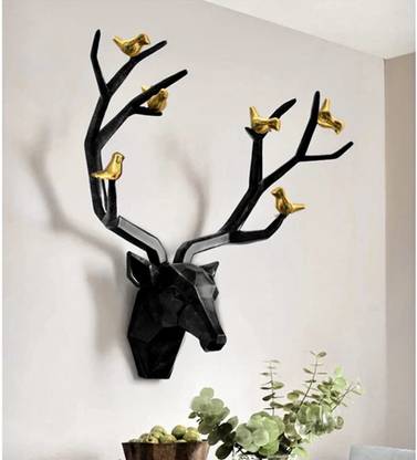 Zove Metal Wall Mounted Deer Head Wall Art Decor Hanging for Home