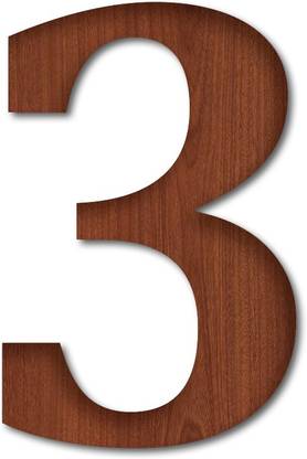 Chalk My Theme 9 Inch Large Wooden Number 3 in Wood Brown Color