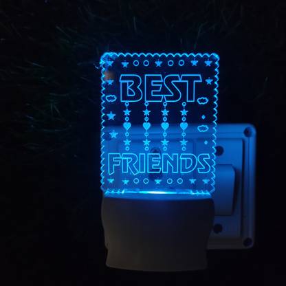 FROLIK BEST FRIENDS Acrylic 3D Illusion RGB 7 Colour LED Plug and Play Night Lamp
