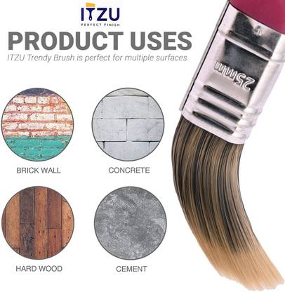 Itzu Paint Brush 25mm Sturdy Bristles for Wall with Handle Synthetic Wall Paint Brush