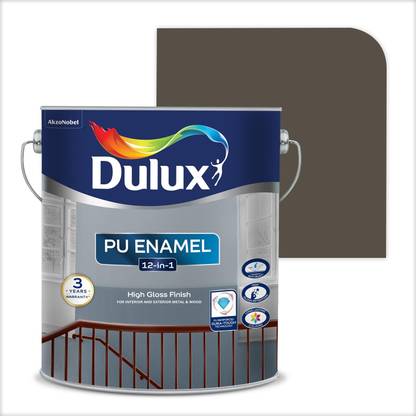 Dulux PU Enamel High Gloss Finish Paint for Interior, Exterior & Surfaces Dark Brown Dark Brown Enamel Wall Paint