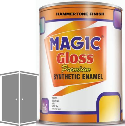 Magic Paints Hammertone Finish gives Metallic Look | Texture Finish |Single Coat Application used for Almirah, Cooler, Machinary,Steel Cupboards, Metal Surfaces SILVER GREY Enamel Wall Paint