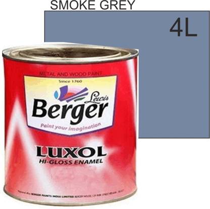 Berger SMOKE GREY HIGH GLOSS COLOUR ENAMEL-OIL BASED 4L PACK SMOKE GREY Enamel Wall Paint