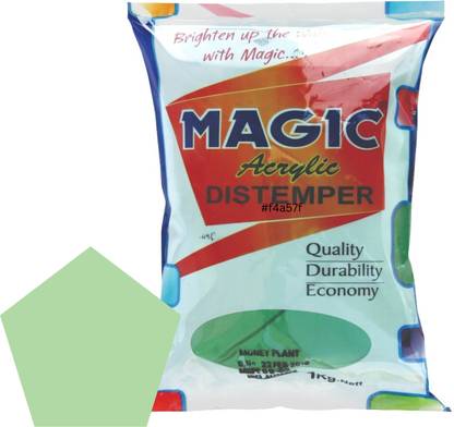 Magic Paints Acrylic Distemper Smooth Matte Finish Applied on Interior Cement Plaster ,Ceilings, Asbestos Sheets, Concrete as a Top Coat Finish PASTEL GREEN Distemper Wall Paint