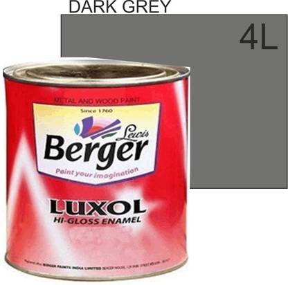 Berger DARK GREY HIGH GLOSS COLOUR ENAMEL-OIL BASED 4L PACK DARK GREY Enamel Wall Paint