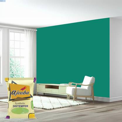 Ajooba Synthetic Distemper Smooth Matte Finish Applied on Interior Cement Plaster AQUAMARINE Distemper Wall Paint