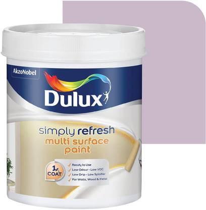 Dulux Simply Refresh DIY Multi Surface Paint Washable Coat, Low Drip Splatter Lavender Meadow Emulsion Wall Paint