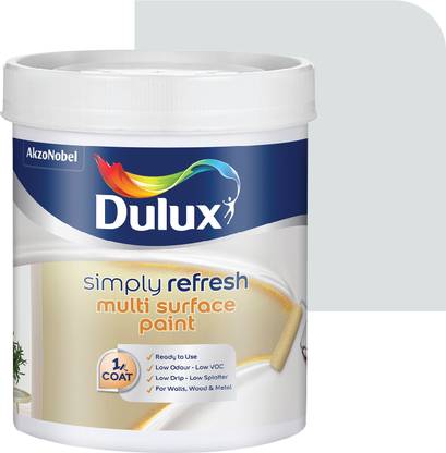 Dulux Simply Refresh DIY Multi Surface Paint Washable Coat, Low Drip Splatter Silver Streak Emulsion Wall Paint