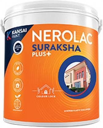 nerolac Suraksha Plus White Ulimate Exterior Paint 20ltr White(with 1 year warranty) White Emulsion Wall Paint