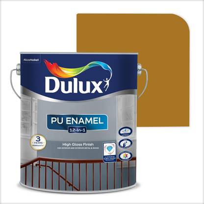 Dulux PU Enamel High Gloss Finish Paint for Interior, Exterior & Surfaces Golden Brown Golden Brown Enamel Wall Paint
