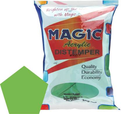 Magic Paints Acrylic Distemper Smooth Matte Finish Applied on Interior Cement Plaster ,Ceilings, Asbestos Sheets, Concrete as a Top Coat Finish PARROT GREEN Distemper Wall Paint