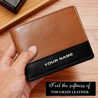 ABYS Genuine Leather Name Personalized For Men 4 Card Holder