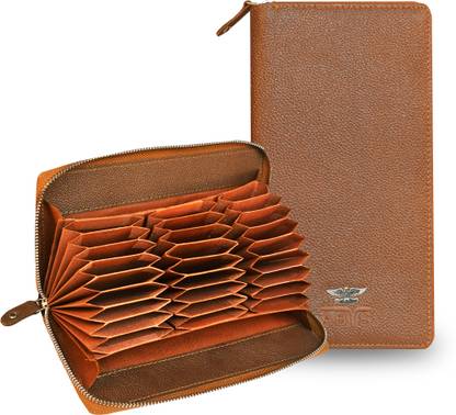 ABYS Genuine Leather 27 Slots Unisex Long Card Holder RFID Protected Card Wallet 24 Card Holder