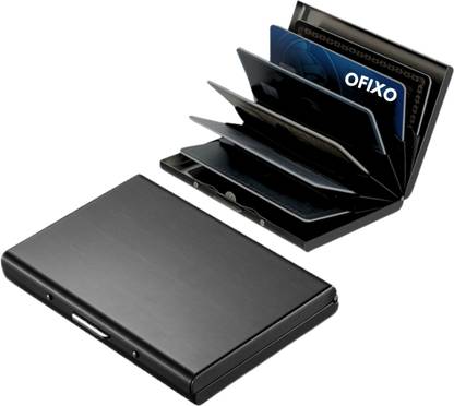 OFIXO Black Water-Resistant Limited Edition Metal Stylish Waterproof Executiv Credit/debit/ATM/ID/Visiting SUPER SLEEK, 6 Card Holder