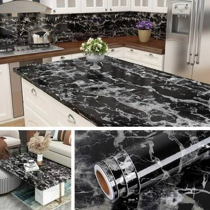 Opulent Vinyl Architecture Black Wallpaper