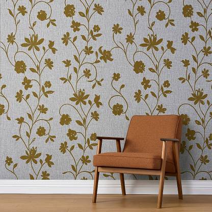doodad Vinyl Floral & Botanical White, Gold Wallpaper