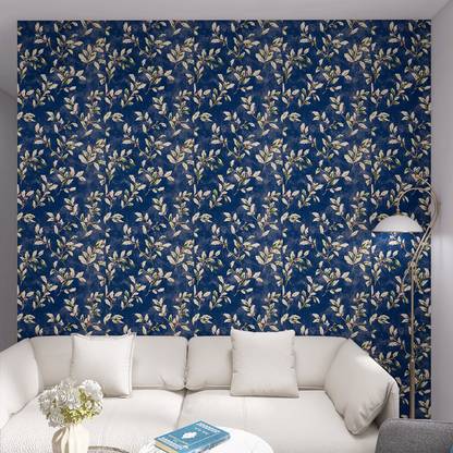 S.R.COLLECTION Vinyl Decorative Blue Wallpaper