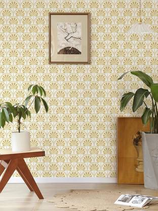 Veki Decorative White, Gold Wallpaper
