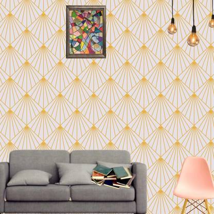 LUXURA CREATIONS Vinyl Decorative Gold, White Wallpaper