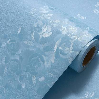 FOKRIM Vinyl Decorative Blue Wallpaper