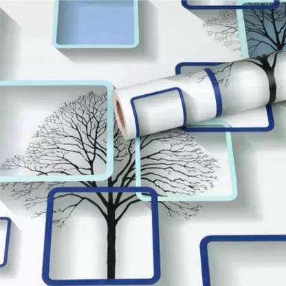 BS Graphix Vinyl Decorative Blue, White Wallpaper