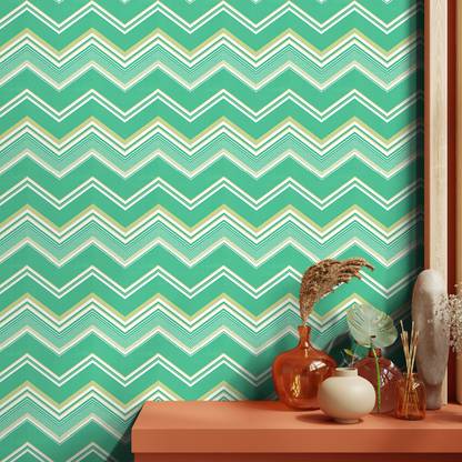 Asian Paints EzyCR8 P&S Zigzag Green Abstract Green Wallpaper